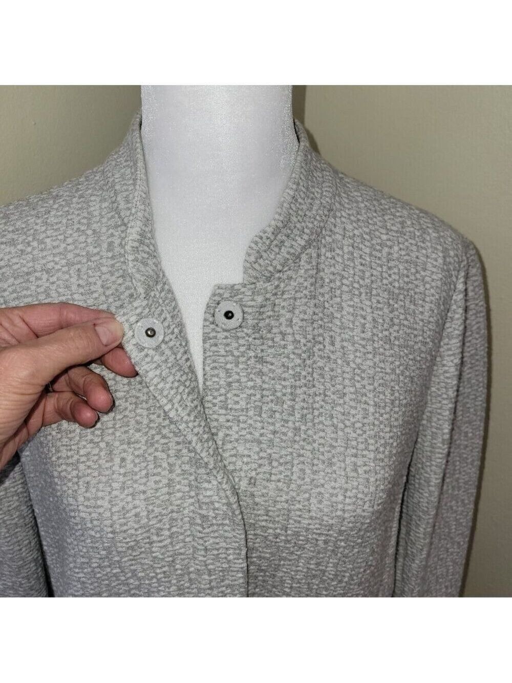 Eileen Fisher Textured Cotton Tencel Jacket Stretch Standup Collar Size S - Picture 3 of 14